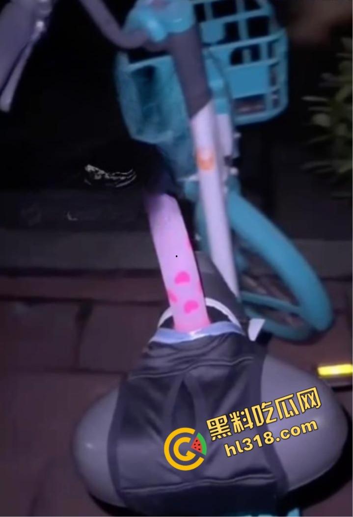 制服少女深夜骑行骚操作,街头大胆露出肉棒插共享单车坐垫自慰,假鸡巴插在体内骑车动作怪异引路人侧目!-6
